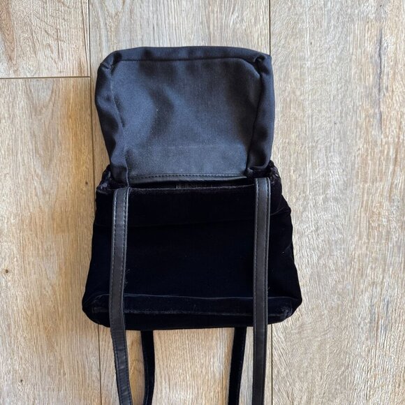 Vintage Nine West Black Velvet Double Shoulder Strap Square Whimsigoth Purse - Picture 8 of 13